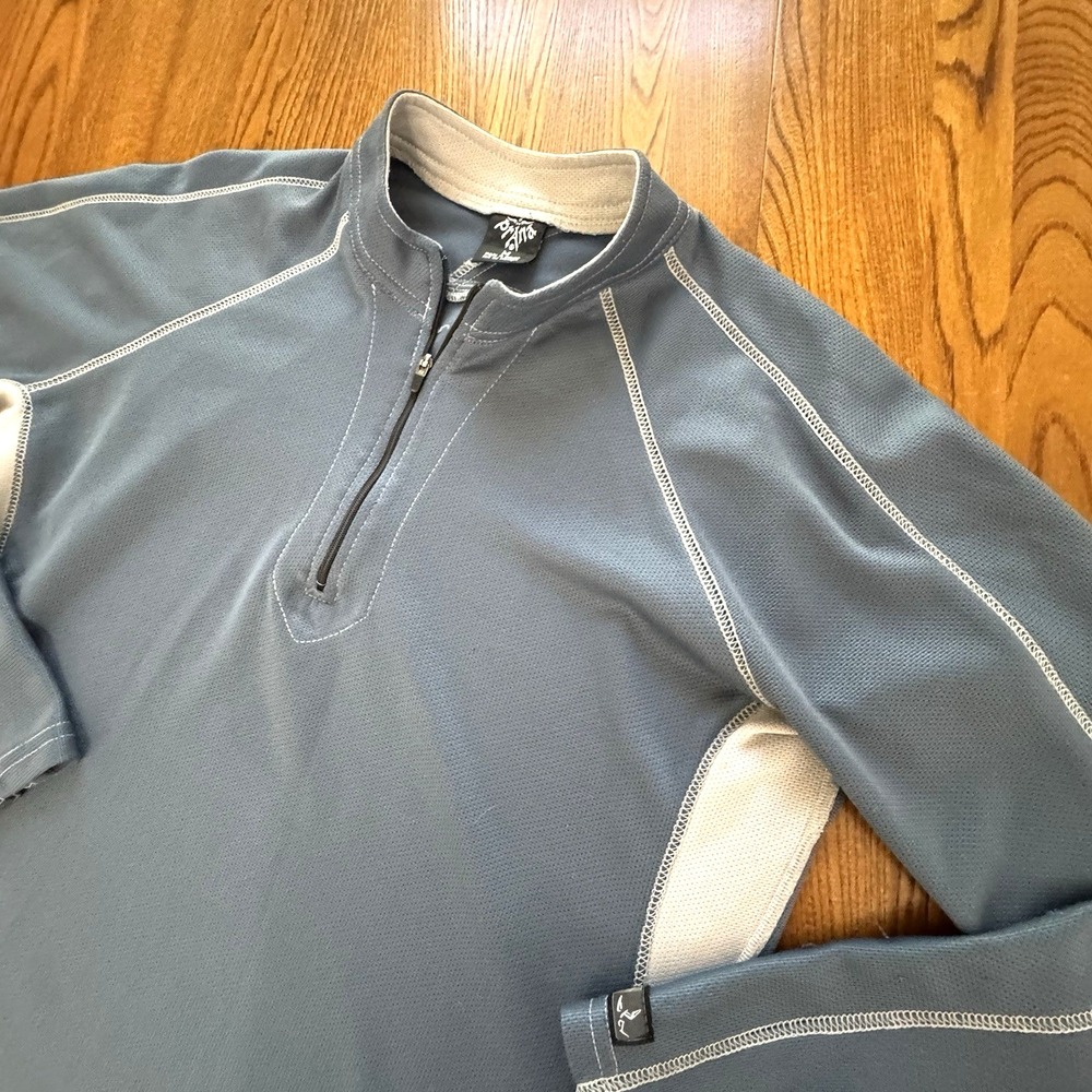 Vintage Prana Blue Grey Fleece 1/4 Zip L/S Pullover Fleece‎ Sweater Size M